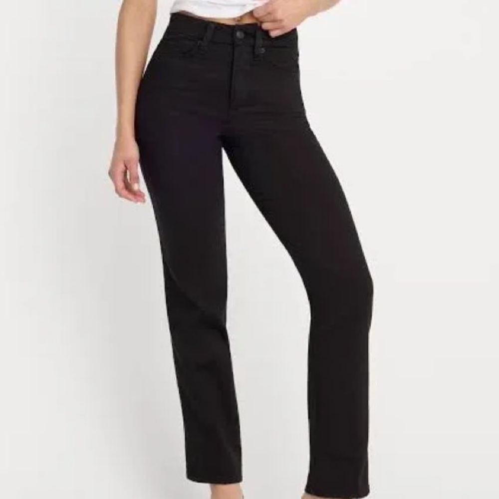 Good American Black High-Rise Straight Jeans size 10/30 NWT